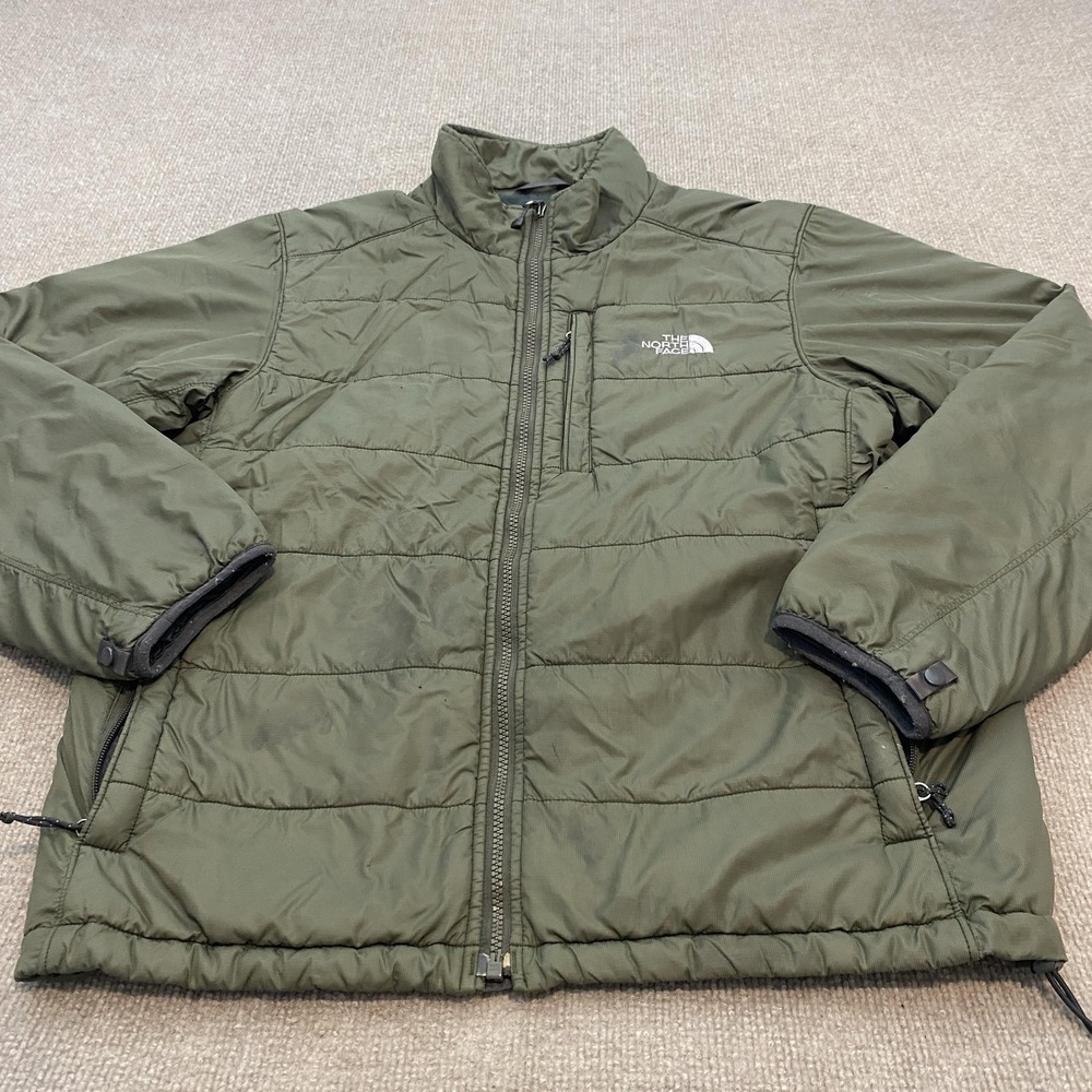 The North Face Jacket Mens Medium Green Primaloft Puffer Full Zip Outdoor Hiking